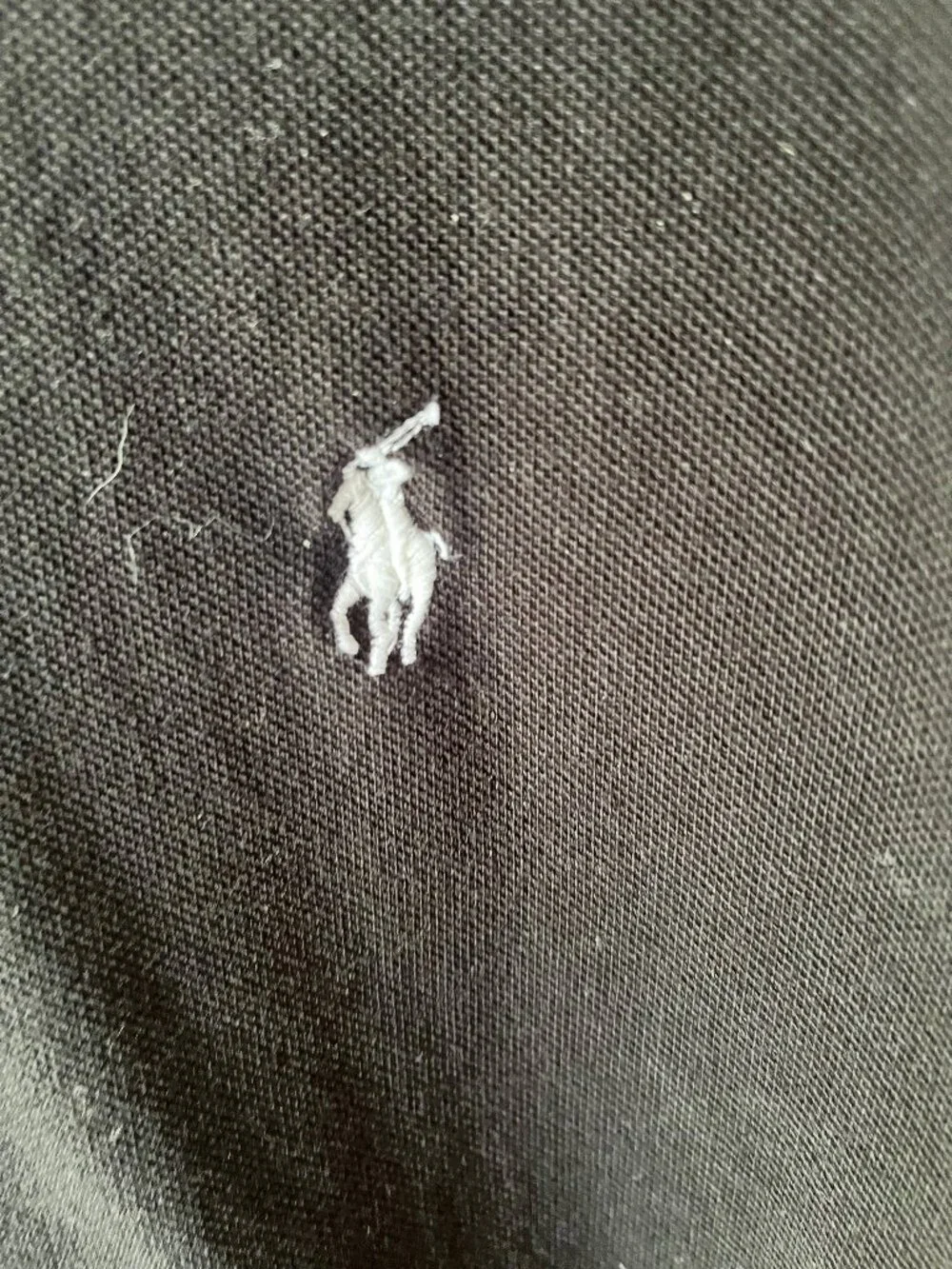 Polo Ralph Lauren Mens Long Sleeve Polo Shirt Black Pique Knit White Pony LT